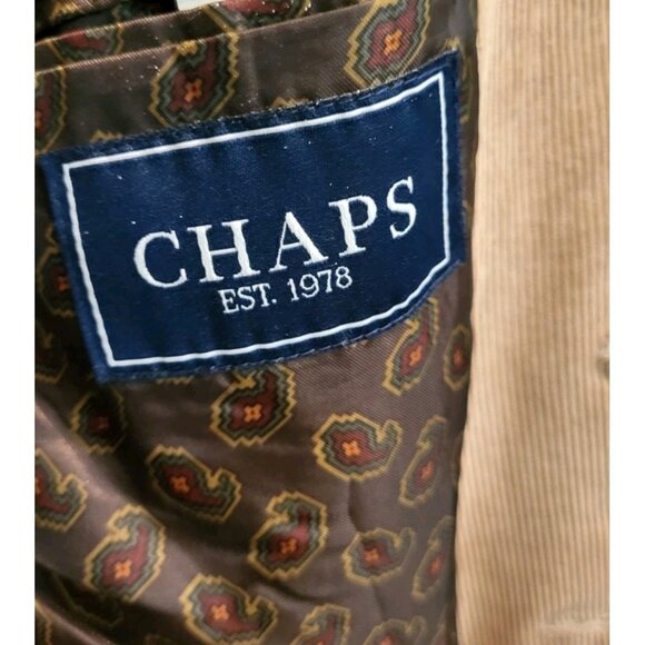 Mens Chaps Beige Corduroy Elbow Patch 2 Button Sportcoat Blazer Sz 48r - Picture 7 of 9